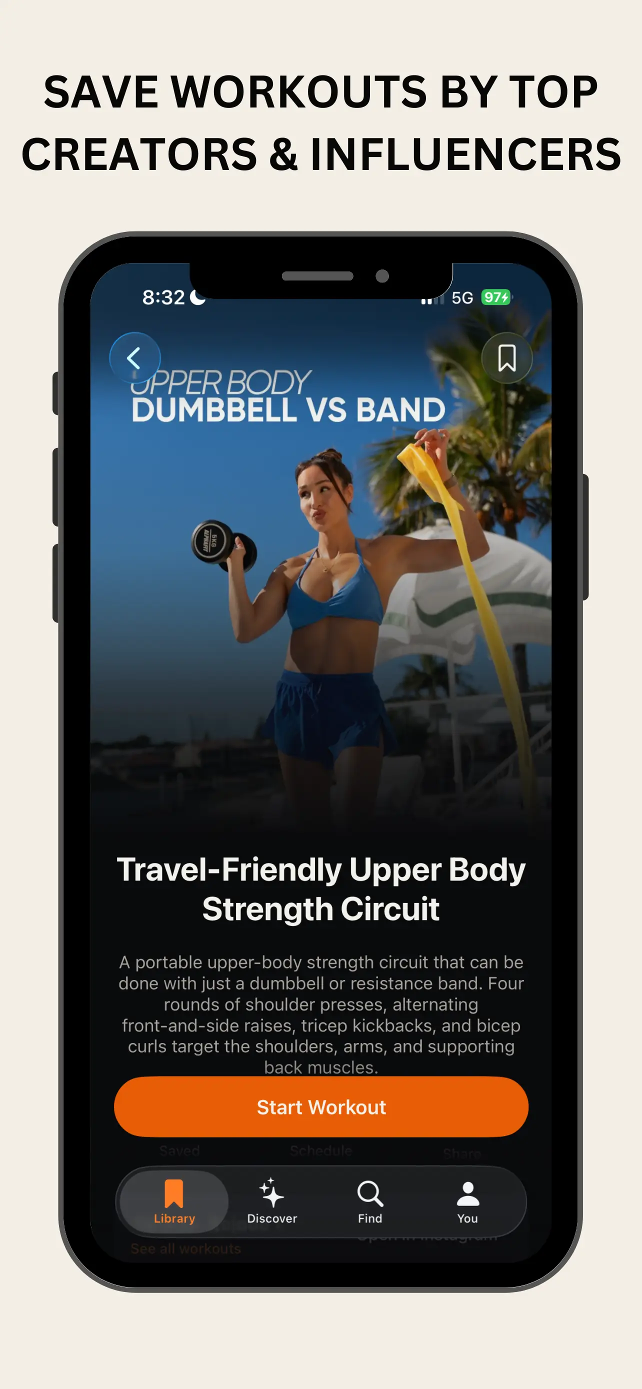 GymWiz workout detail with Start Workout for a creator circuit